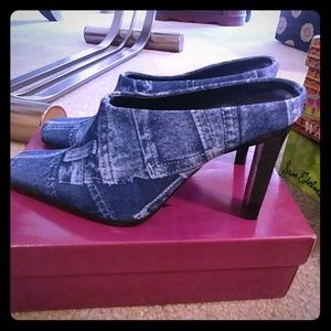 Denim Patchwork Mule